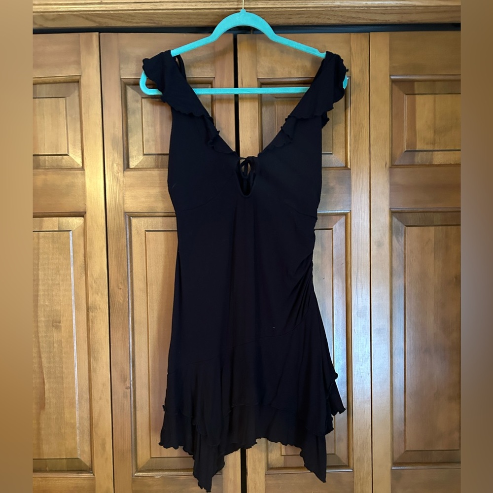 Black ruffle dress